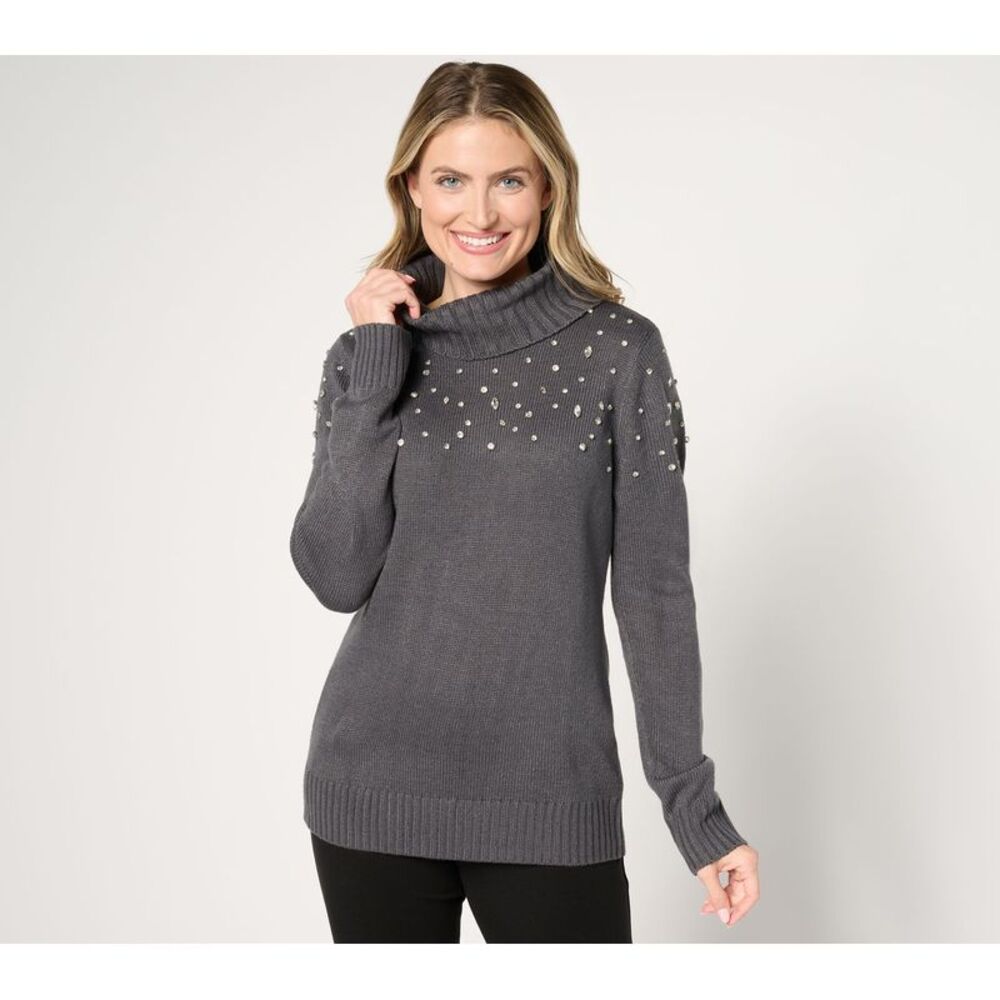 Susan Graver Women's Top Sweater Sz S Occasions Embellished Multi-colored